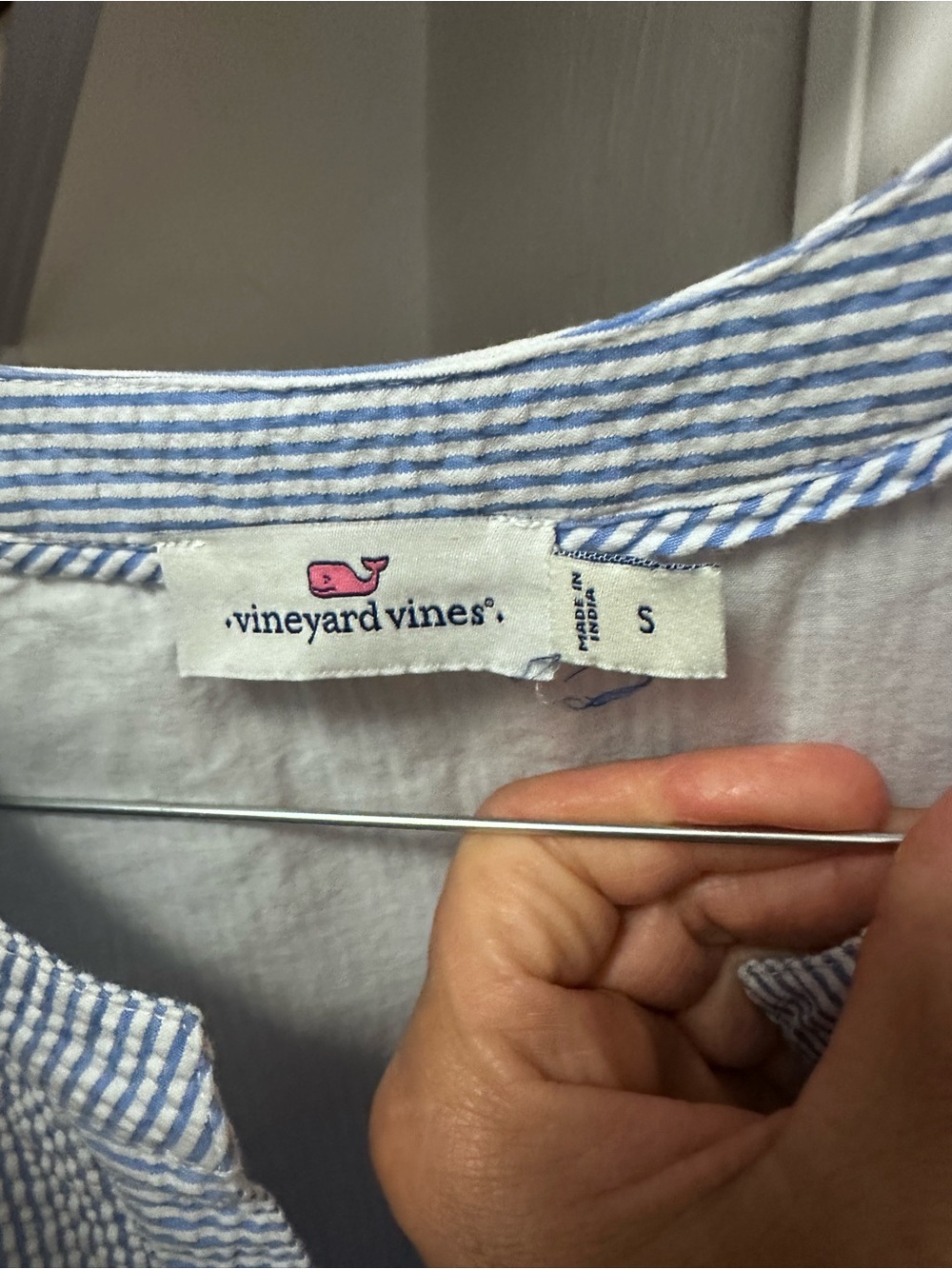 Vineyard Vines women’s Blue Striped Seersucker Tank Dress - Picture 3 of 3